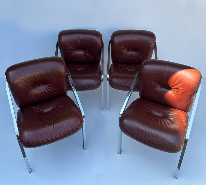 Mobil Girgi - Stoel (4) - Leder, Staal, Antiek en Kunst, Curiosa en Brocante