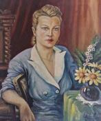 Europese school (XX) - Portrait de Dame aux Marguerites