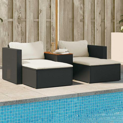 vidaXL 5-delige Loungeset met kussens poly rattan acacia, Tuin en Terras, Tuinsets en Loungesets, Loungeset, Nieuw, Rotan, Verzenden