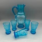 Karaf - Vintage Blaues Gläser-Set mit Karaffe -