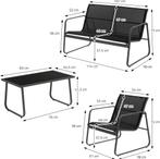 Tuinset - 4 personen - Loungeset - Tuinmeubels - Zwart - ML-, Huis en Inrichting, Verzenden, Nieuw
