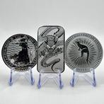 Wereld. 1 Dollar / 2 Pounds 2025 3x1 Oz (.999)