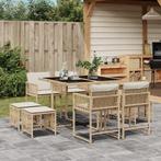 vidaXL 9-delige Tuinset met kussens poly rattan beige, Nieuw, 8 zitplaatsen, Tuinset, Verzenden