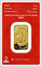 10 Gram Goudbaar - Argor-Heraeus Year of the Snake, Verzenden, Goud