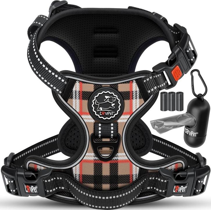 Reflecterende Hondentuigje - Hondenharnas - Beige - L - LOVP, Dieren en Toebehoren, Honden-accessoires, Zo goed als nieuw, Verzenden