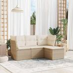 vidaXL 4-delige Loungeset met kussens poly rattan beige, Verzenden, Nieuw, Loungeset