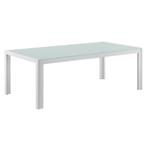 Glazen tuintafel klein metalen frame 35x100x50 cm wit, Tuin en Terras, Tuintafels, Verzenden, Nieuw