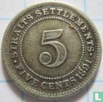 Straits Settlements 5 cent 1891, Verzenden, Losse munt, Goud