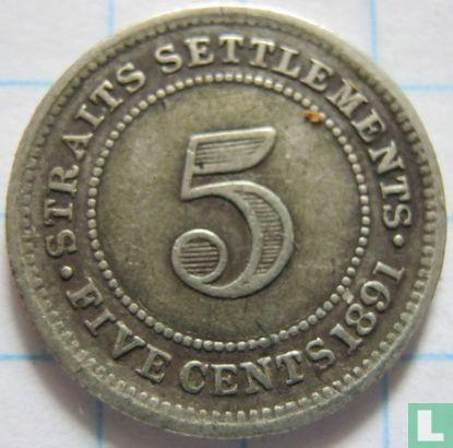 Straits Settlements 5 cent 1891, Postzegels en Munten, Munten | Azië, Losse munt, Goud, Zilver, Verzenden