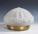 Plafondlamp - Art Deco plafonnière met rozen- en bladranken, Antiek en Kunst