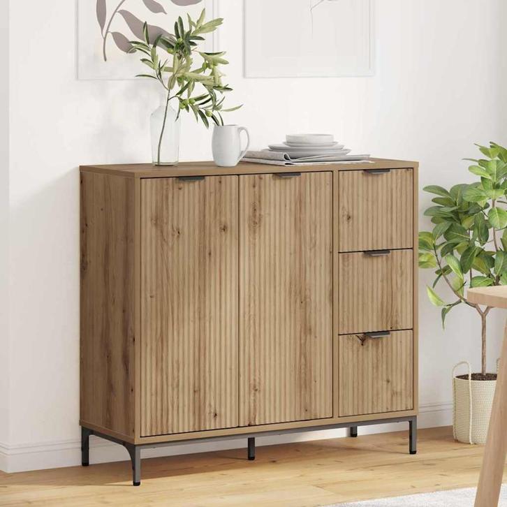 vidaXL Dressoir artisanaal eikenkleurig 89,5 x 33 x 82 cm, Huis en Inrichting, Kasten | Dressoirs, Nieuw, Minder dan 50 cm, Overige houtsoorten