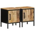 vidaXL Bedside kasten 2 pcs Bruin en zwart Standaard, Minder dan 45 cm, Verzenden, Nieuw, Minder dan 55 cm