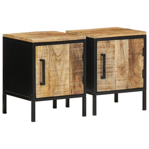 vidaXL Bedside kasten 2 pcs Bruin en zwart Standaard, Huis en Inrichting, Slaapkamer | Nachtkastjes, Nieuw, Minder dan 45 cm, Hout