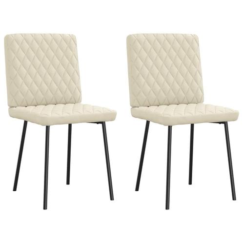 vidaXL Eetkamerstoelen 2 st kunstleer crèmekleurig, Huis en Inrichting, Stoelen, Nieuw, Verzenden