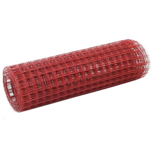 vidaXL Kippengaas 10x0,5 m staal met PVC coating rood, Tuin en Terras, Schuttingen, Nieuw, IJzer, Minder dan 1 meter, Verzenden