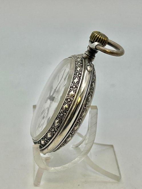 Ancre Ligne Droite . Argento . Quadrante floreale . 1900 -, Sieraden, Tassen en Uiterlijk, Horloges | Heren