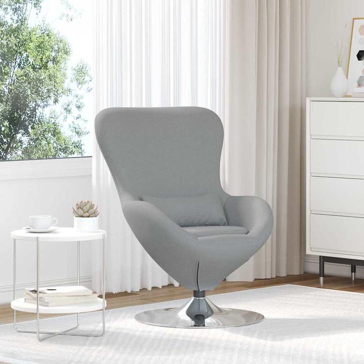 vidaXL Eivormige stoel Lichtgrijs 63 x 73 x 90 cm Stof, Huis en Inrichting, Fauteuils, Nieuw, Verzenden