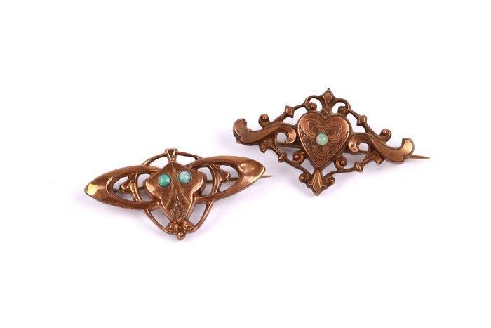 Broche - 9 kt. Geel goud Opaal, Sieraden, Tassen en Uiterlijk, Antieke sieraden