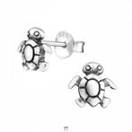 Schildpad oorbellen - 925 Sterling zilver, Verzenden, Nieuw, Knopjes of Stekers, Zilver