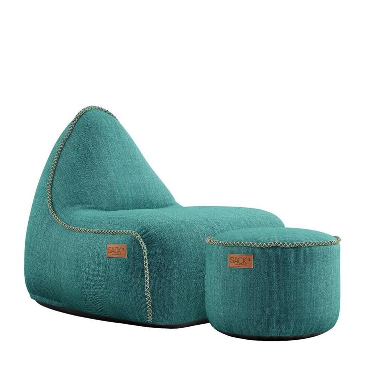 Cobana Lounge Chair & Pouf Outdoor - Petrol, Huis en Inrichting, Zitzakken, Verzenden