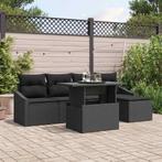 vidaXL Tuin Sofa Set met kussen 6 pcs Zwart, Tuin en Terras, Verzenden, Nieuw, Rotan