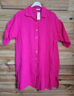 Linnen shirt jurk met 7/8 mouwen in ROZE kleur, met splits,, Nieuw