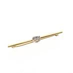 Gouden broche met zirconia (veer broche, parel), Sieraden, Tassen en Uiterlijk, Broches, Gebruikt, Overige kleuren, Ophalen of Verzenden
