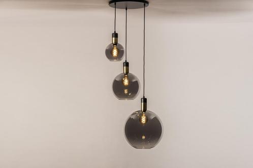 Rietveld Hanglampen - Zwart, Grijs, Goud - Glas, Metaal, Huis en Inrichting, Lampen | Hanglampen, Verzenden