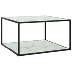 vidaXL Salontafel met wit marmerglas 90x90x50 cm zwart, Huis en Inrichting, Tafels | Salontafels, 50 tot 100 cm, 50 tot 75 cm