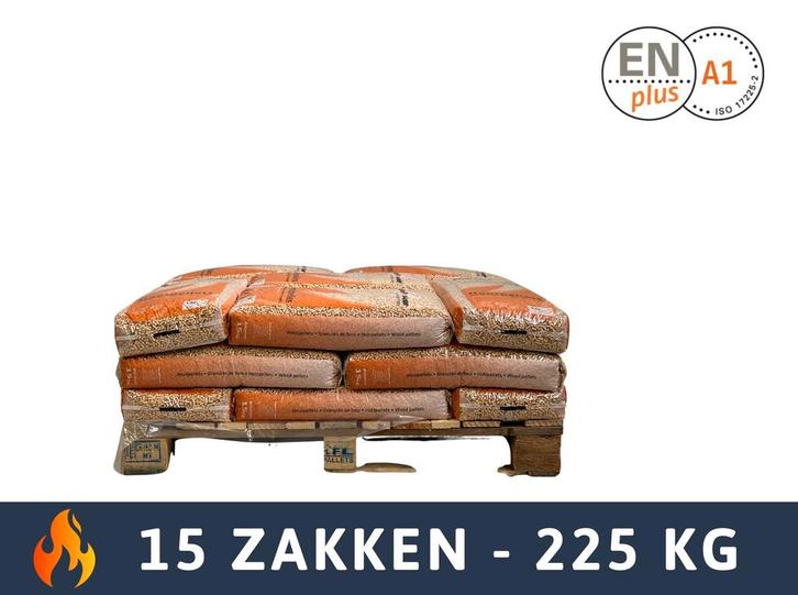 PURE POWER - Houtpellets - ENplus A1 - 15 zakken - 225 KG, Tuin en Terras, Haardhout, Ophalen of Verzenden