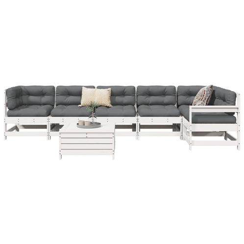 vidaXL 7-delige Loungeset massief grenenhout wit, Tuin en Terras, Tuinsets en Loungesets, Loungeset, Nieuw, Verzenden