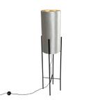 Moderne vloerlamp zwart met velours grijze kap - Rich, Nieuw, Overige materialen, Modern, 100 tot 150 cm