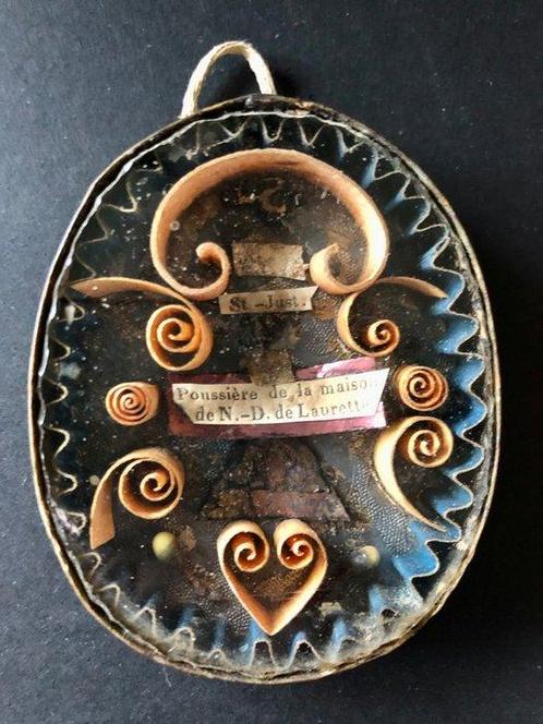 Reliekhouder - Glas, Papier - 1850-1900 - Reliek van, Antiek en Kunst, Kunst | Niet-Westerse kunst