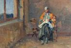 Abel Lauvray (1870-1950) - Madame Lauvray, brodant, Antiek en Kunst