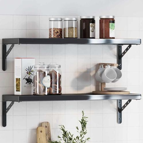 vidaXL Plankdragers 4 st 23,5x2,5x15,5 cm roestvrijstaal, Huis en Inrichting, Woonaccessoires | Wandplanken en Boekenplanken, Nieuw