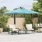 vidaXL Parasol met stalen paal 246x246x230 cm blauw, Verzenden, Nieuw, 2 tot 3 meter