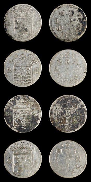 Nederland, Holland 2 Stuivers (Silver) 1732-1757 Double, Postzegels en Munten, Munten | Nederland