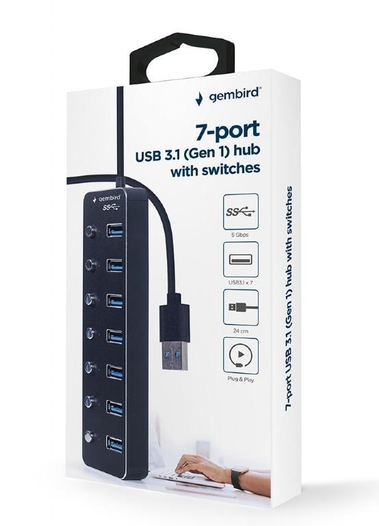 Gembird USB splitter naar 7 (USB 3.1) poorten (type -A) h..., Audio, Tv en Foto, Fotografie | Fotostudio en Toebehoren, Nieuw