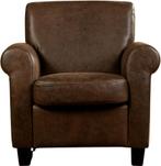 Bruine leren klassieke fauteuils - poot hout bruin - Vintag, Huis en Inrichting, Fauteuils, Klassiek, Nieuw, Ophalen of Verzenden