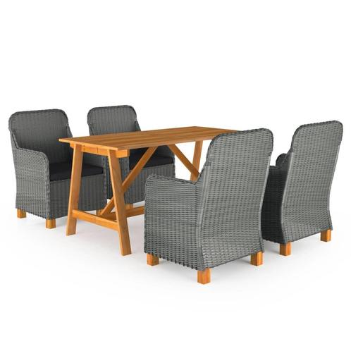 vidaXL 5-delige Tuinset lichtgrijs, Tuin en Terras, Tuinsets en Loungesets, Tuinset, Nieuw, 4 zitplaatsen, Rotan, Verzenden
