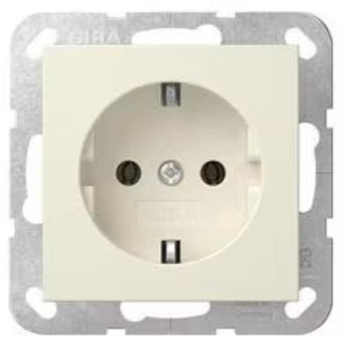 Gira Wandcontactdoos met randaarde 1V Wit (creme) 446601, Doe-het-zelf en Verbouw, Elektra en Kabels
