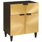 vidaXL Nachtkastje Zwart en Goud 50 x 33 x 60 cm massief, Huis en Inrichting, Slaapkamer | Nachtkastjes, Minder dan 45 cm, Verzenden