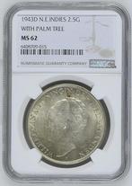 Koningin Wilhelmina 2 1/2 gulden 1943 Denver MS62 NGC, Verzenden, Koningin Wilhelmina, Losse munt, Zilver