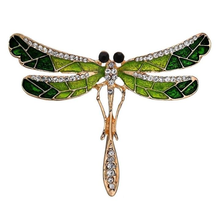 Fako Bijoux - Broche - Libelle - 66x51mm - Groen, Sieraden, Tassen en Uiterlijk, Broches, Verzenden