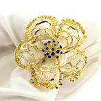 Gouden broche als bloem met emaille (vintage) (vintage), Sieraden, Tassen en Uiterlijk, Broches, Ophalen of Verzenden, Gebruikt