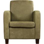 Leren fauteuil Joy - Kenia Olive (olijf) - Poten hout bruin, Nieuw, Ophalen of Verzenden, Eigentijds, Klassiek, Modern, 50 tot 75 cm