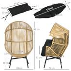 TRUUSK Rattan Tuinstoel Mandstoel Met Dik Zitkussen Eivorm 1, Verzenden, Nieuw