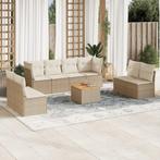 vidaXL 9-delige Loungeset met kussens poly rattan beige, Verzenden, Nieuw, Rotan, Loungeset