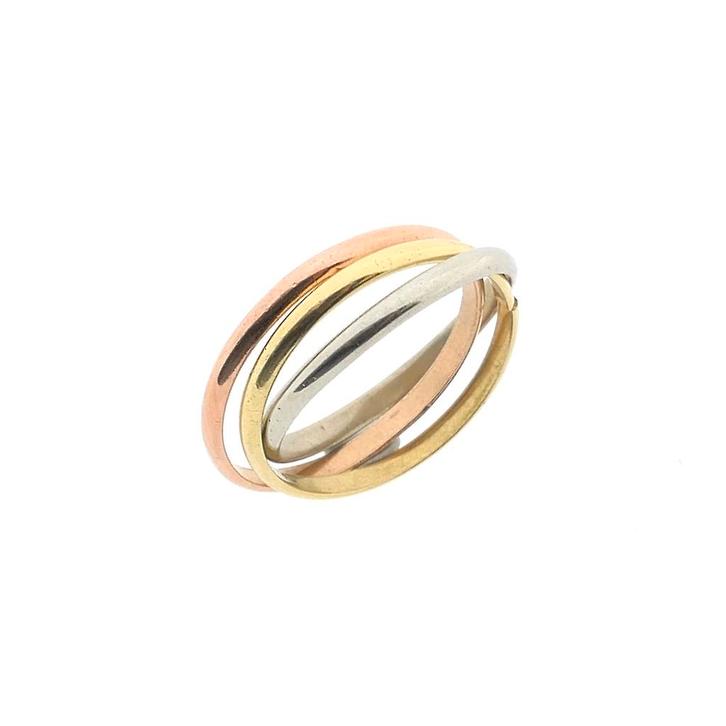 Tricolor gouden trinity pinkring (witgoud, trinity ring), Sieraden, Tassen en Uiterlijk, Ringen, Dame, Overige kleuren, Kleiner dan 17