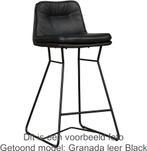Set van 4 Gebroken witte leren industriële barkrukken - staa, Overige kleuren, Nieuw, Ophalen of Verzenden, Vier
